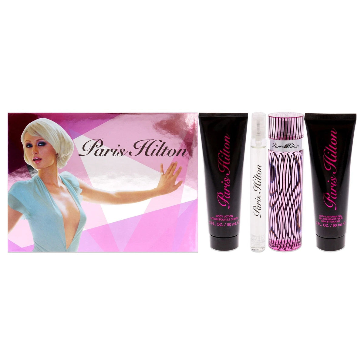 PARIS HILTON Eau de Parfum 4 Pc Gift Set 3.4 oz .34 oz Lotion Gel WOMEN * IN BOX