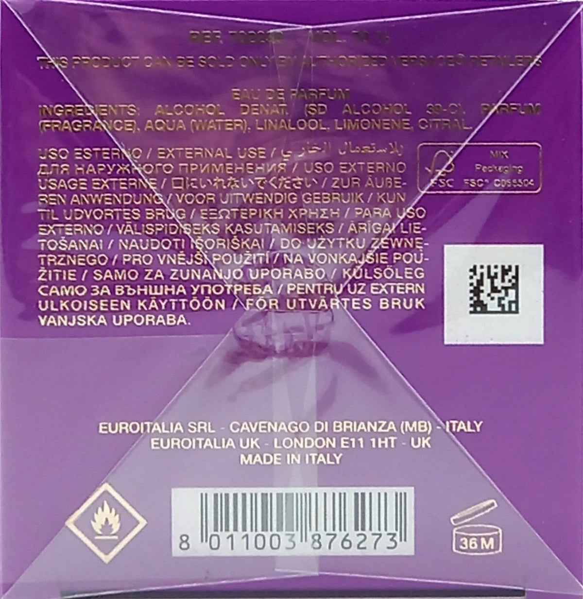 VERSACE DYLAN PURPLE EAU DE PARFUM SPRAY FOR WOMEN 1.7 Oz / 50 ml BRAND NEW!!!