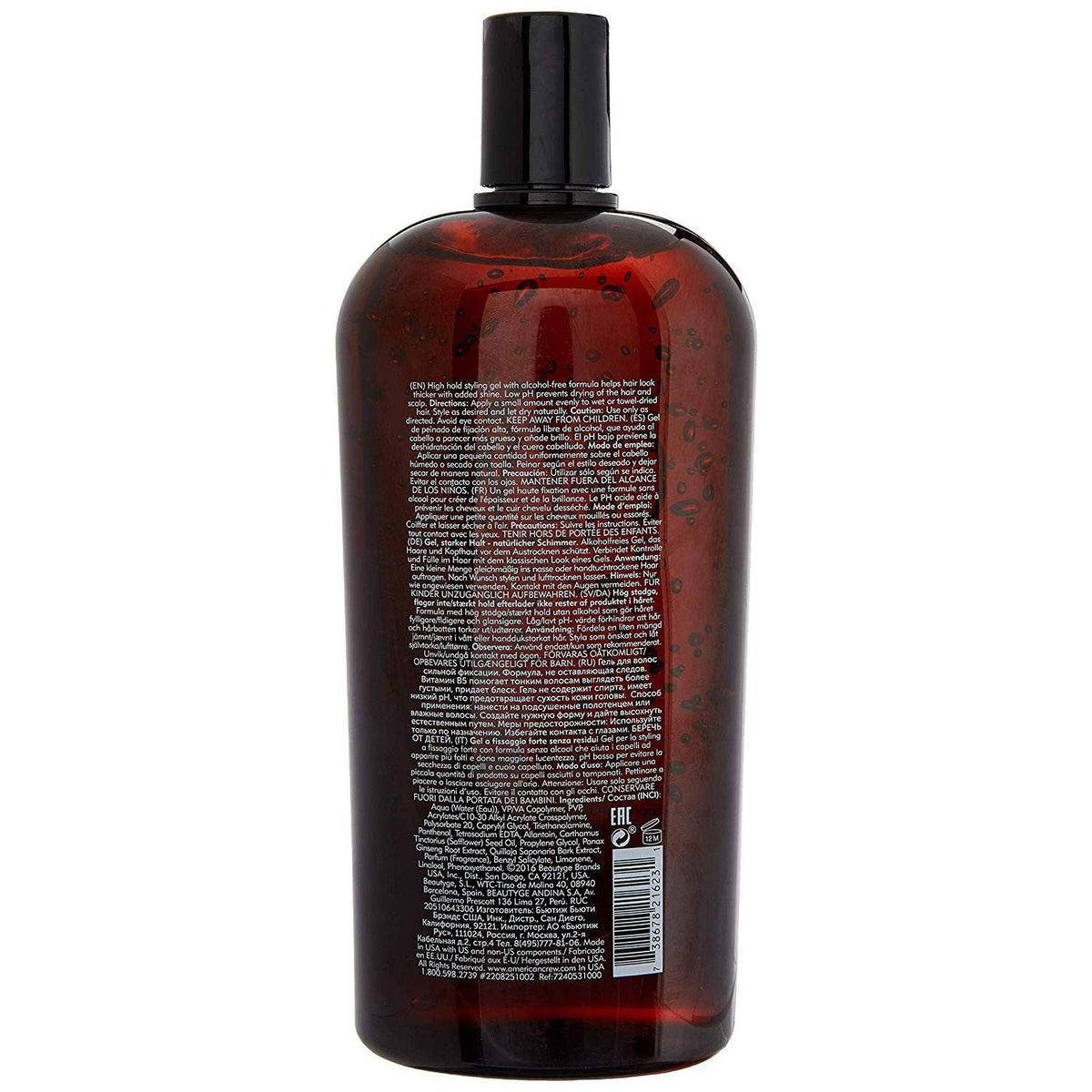 American Crew Men's Hair Gel, Firm Hold  Styling Gel, 33.8 Fl Oz Fresh
