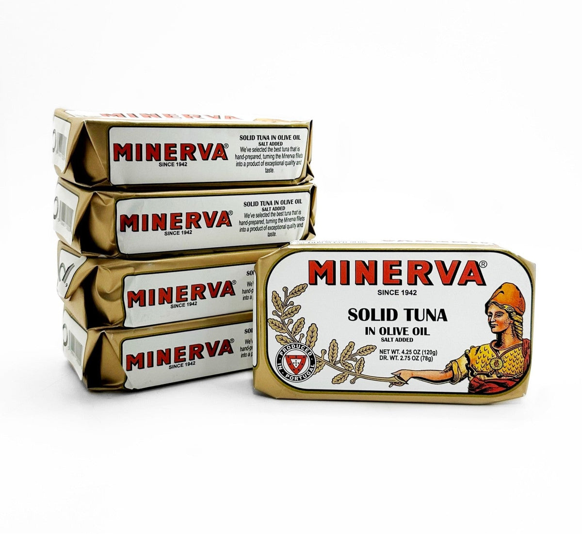 Minerva Solid Tuna In Olive Oil salt added 4.25 oz Each / Pack of 5