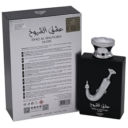 Lattafa Ishq Al Shuyukh Silver EDP Spray Unisex 3.4 oz New Box