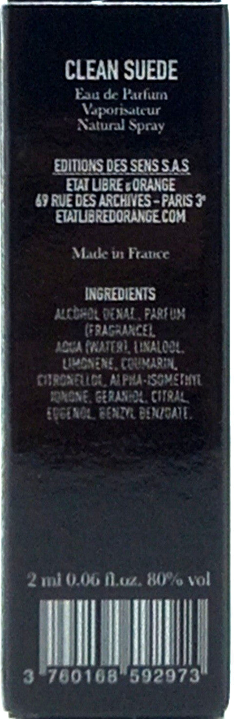 ETAT LIBRE D'ORANGE CLEAN SUEDE EAU DE PARFUM VIAL SPRAY UNISEX 0.06 Oz NEW!!!