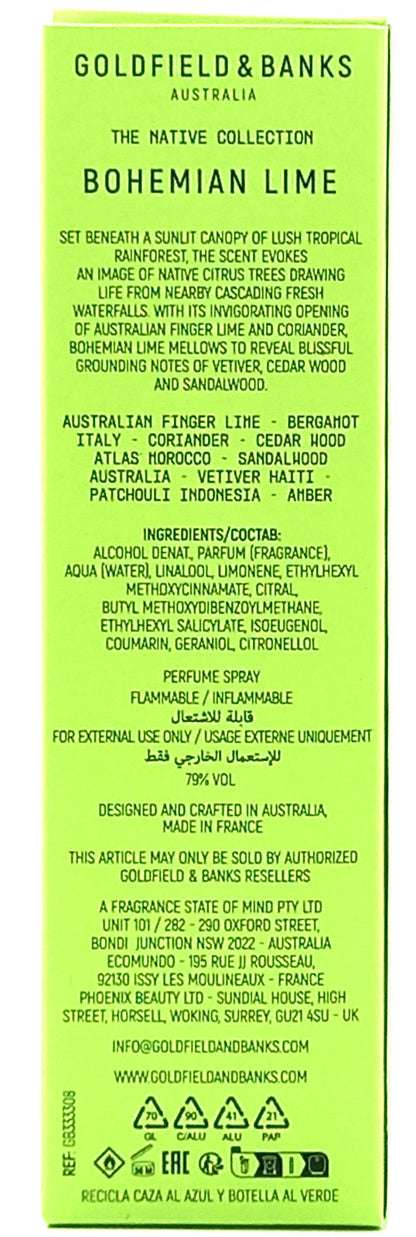 GOLDFIELD & BANKS BOHEMIAN LIME EAU DE PARFUM SPRAY PEN UNISEX 0.34 Oz / 10 ml