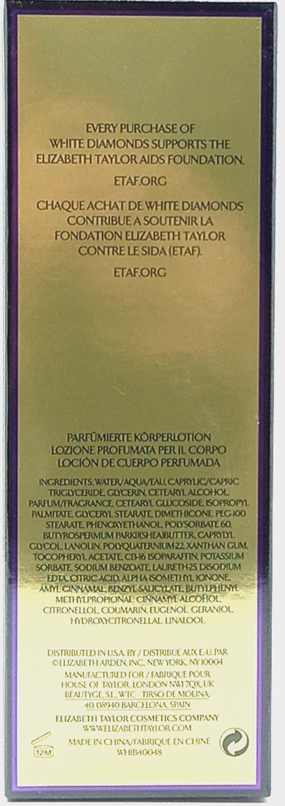 ELIZABETH TAYLOR WHITE DIAMONDS BODY LOTION FOR WOMEN 6.8 Oz / 200 ml BRAND NEW!