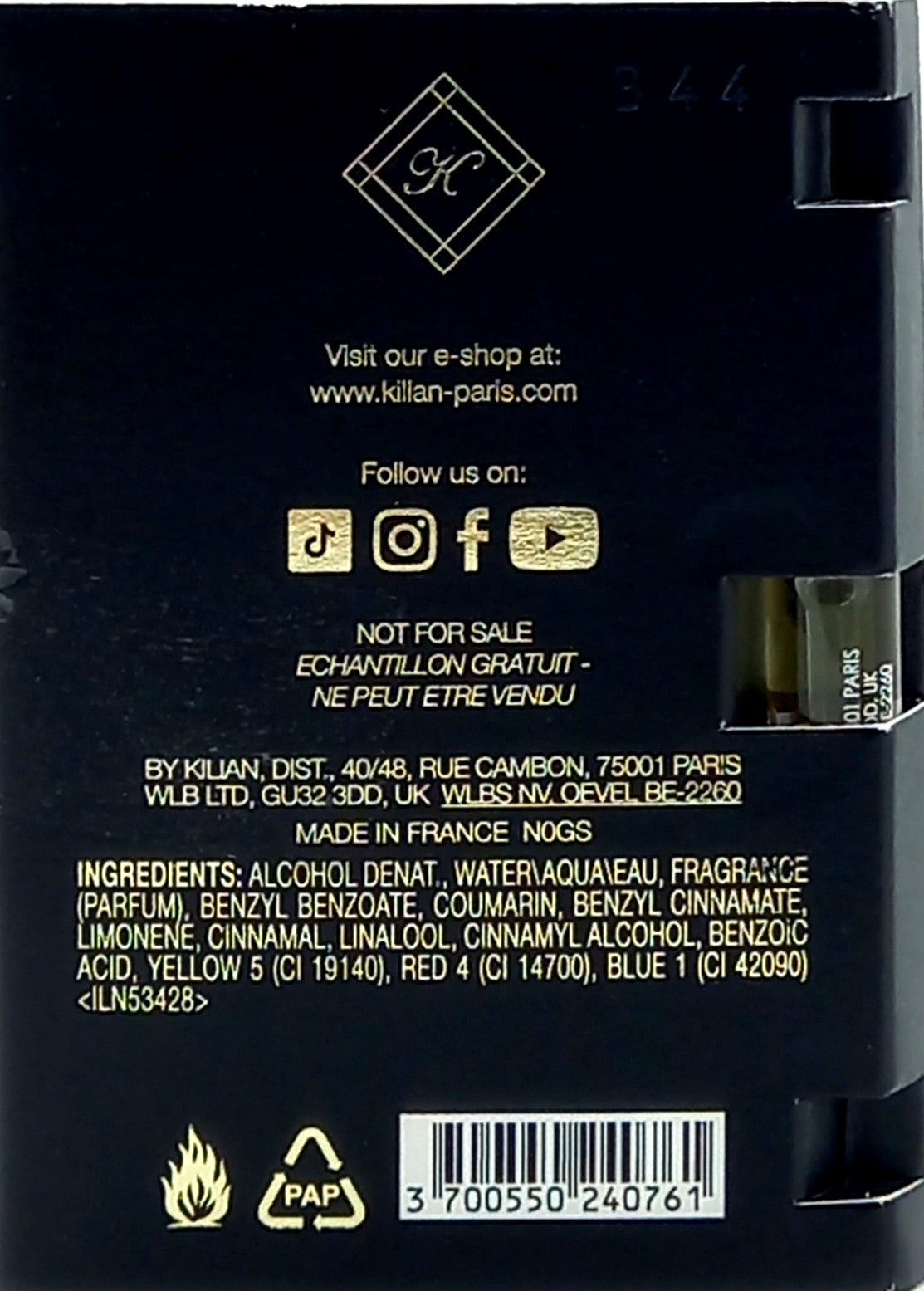 OLD FASHIONED By KILIAN EAU DE PARFUM VIAL SPRAY UNISEX 0.05 Oz NEW SAMPLE SIZE!