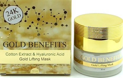 GOLD BENEFITS COTTON EXTRACT&HYALURONIC ACID GOLD LIFTING MASK 1.69 Oz / 50 ml