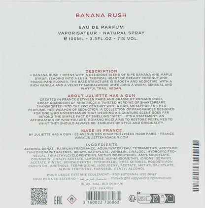 JULIETTE HAS A GUN BANANA RUSH EAU DE PARFUM SPRAY FOR WOMEN 3.3 Oz / 100 ml NEW