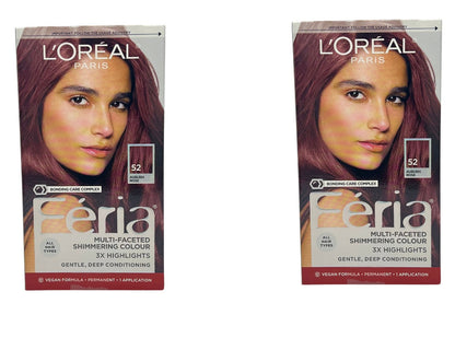 L’Oréal Paris Feria Multi-Faceted Color, 52 Auburn Rose Hair Dye Kit (Pack of 2)