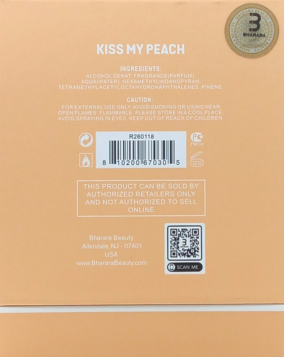 BHARARA KISS MY PEACH EAU DE PARFUM SPRAY FOR WOMEN 3.4 Oz / 100 ml BRAND NEW!!!