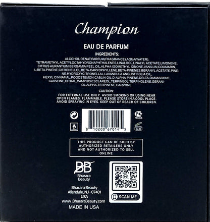 BHARARA CHAMPION EAU DE PARFUM SPRAY FOR MEN 3.4 Oz / 100 ml BRAND NEW ITEM!!!