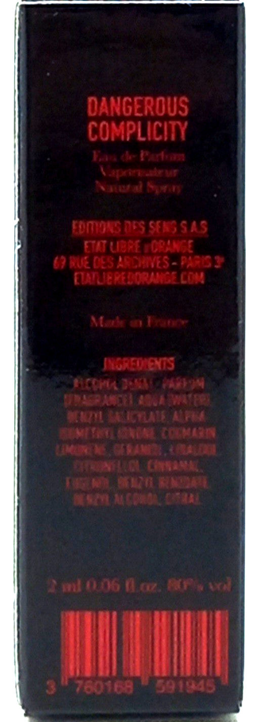 ETAT LIBRE D'ORANGE DANGEROUS COMPLICITY EAU DE PARFUM VIAL SPRAY UNISEX 0.06 Oz