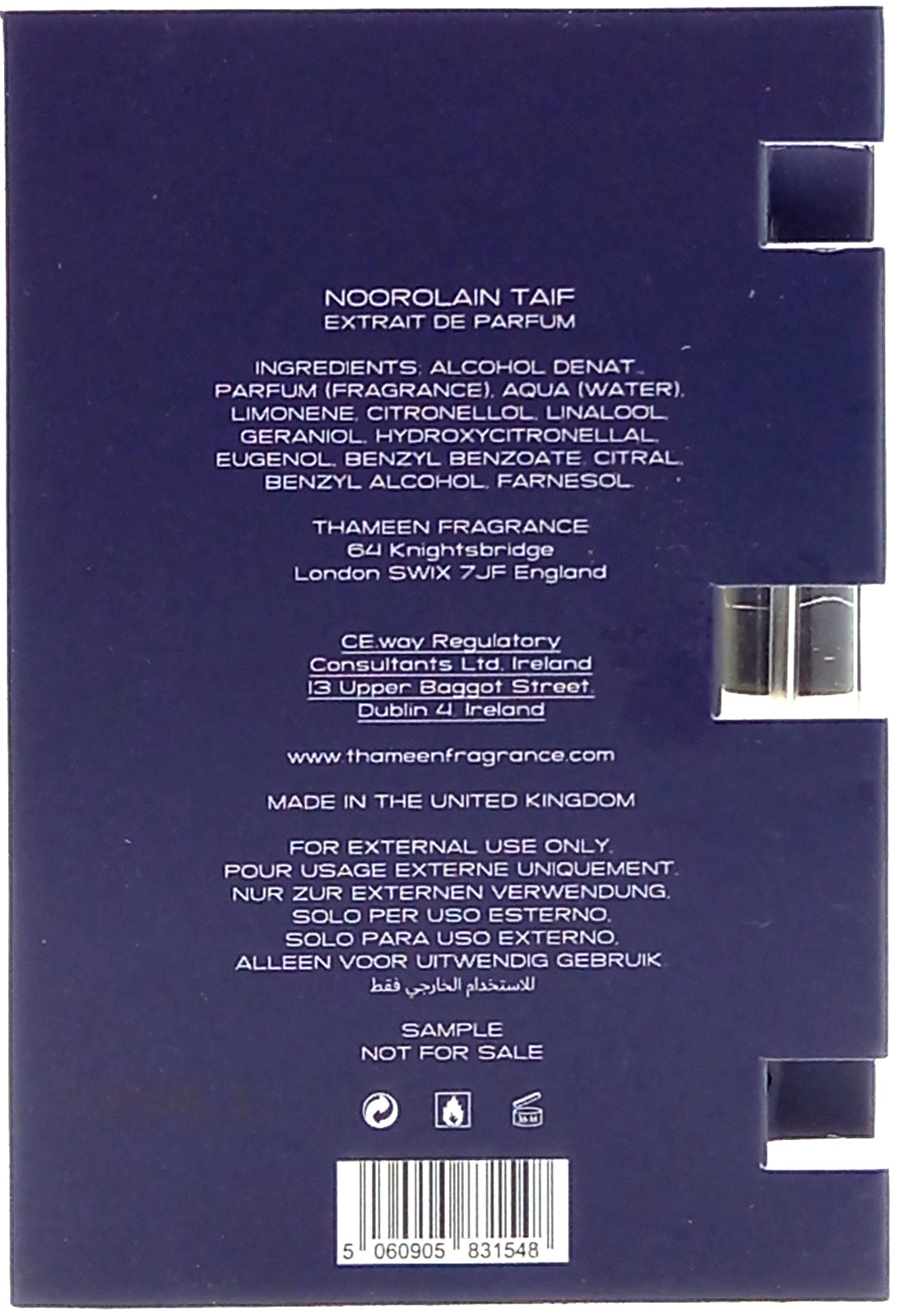 THAMEEN NOOROLAIN TAIF EXTRAIT DE PARFUM VIAL SPRAY WOMEN 0.07 Oz / 2 ml NEW!!!