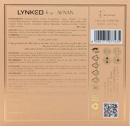 AFNAN LYNKED FOREVER EAU DE PARFUM SPRAY FOR WOMEN 3.4 Oz / 100 ml BRAND NEW!!!