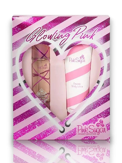 Pink Sugar Glowing Pink Sweet Addiction Set 2PCS EDT 3.4oz&BLotion 8.45oz ITALY