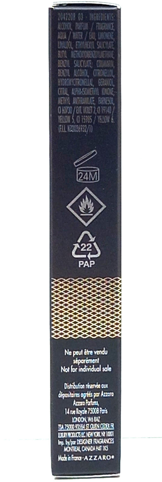 AZZARO THE MOST WANTED INTENSE EAU DE TOILETTE PEN SPRAY FOR MEN 0.33 Oz / 10 ml
