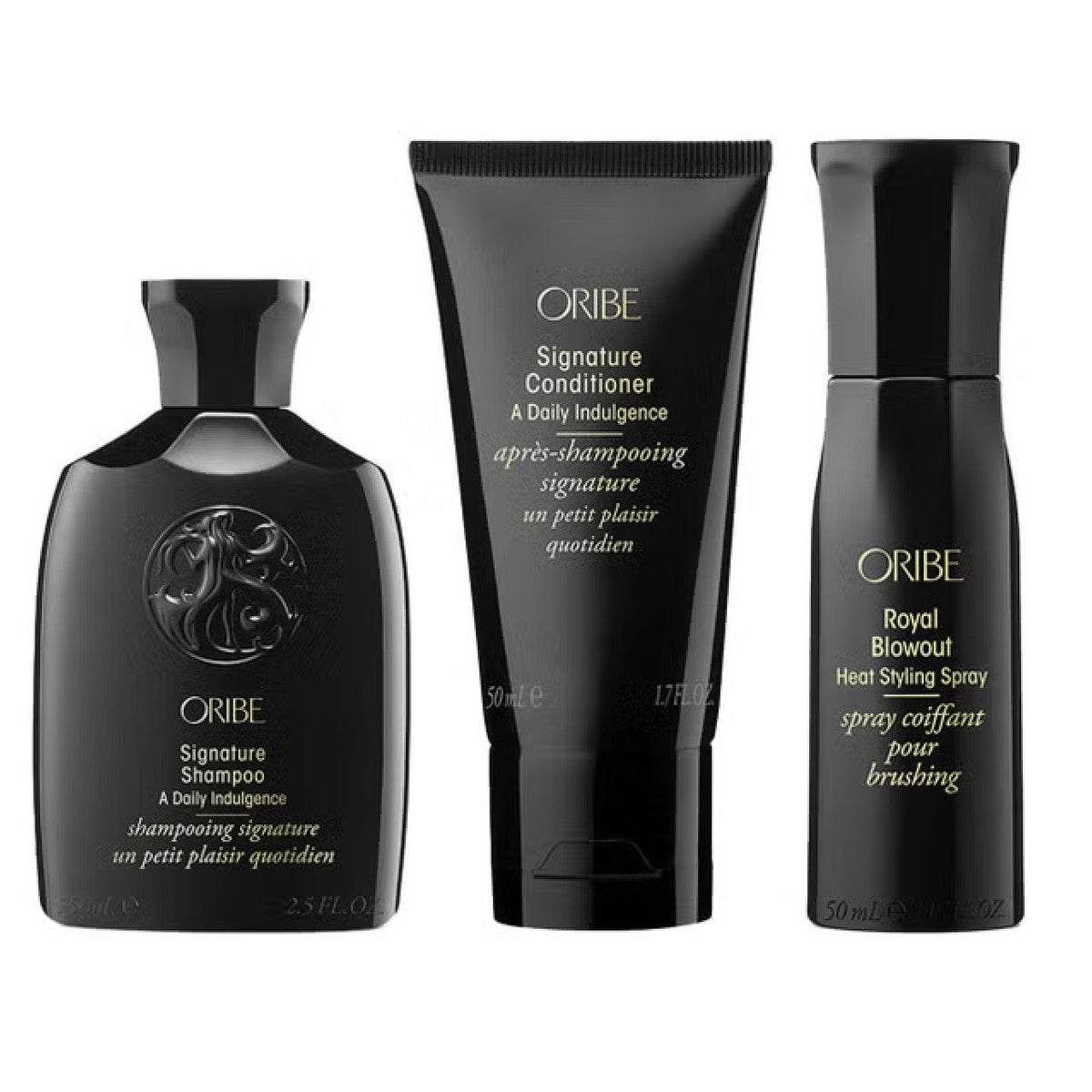 Oribe Signature Shampoo and Conditioner and Royal Blowout 1.7 oz Travel Size KIT