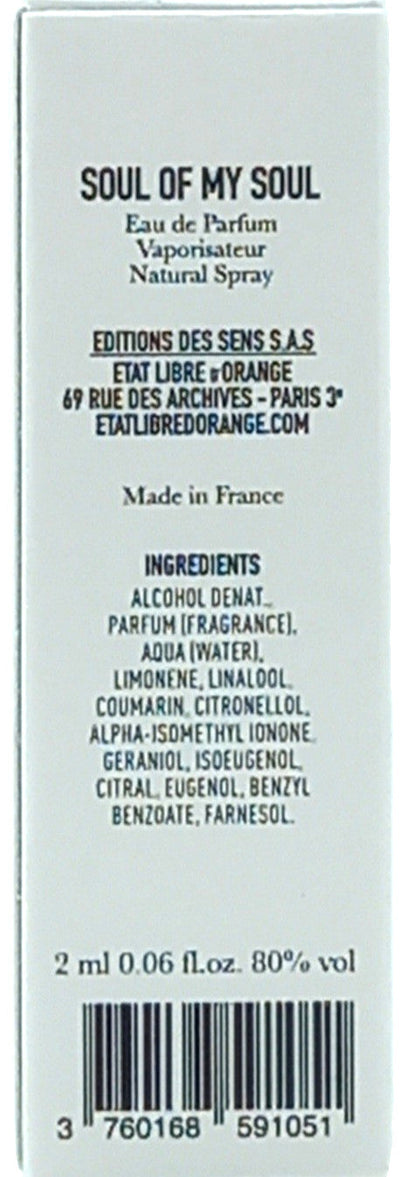 ETAT LIBRE D'ORANGE SOUL OF MY SOUL EAU DE PARFUM VIAL SPRAY UNISEX 0.06 Oz NEW!