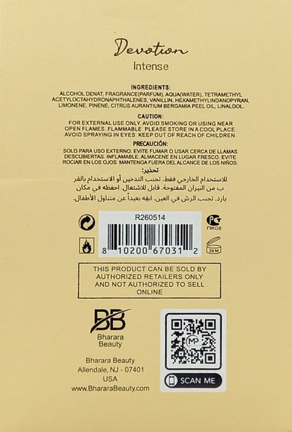 BHARARA DEVOTION INTENSE EAU DE PARFUM SPRAY FOR WOMEN 3.4 Oz / 100 ml BRAND NEW