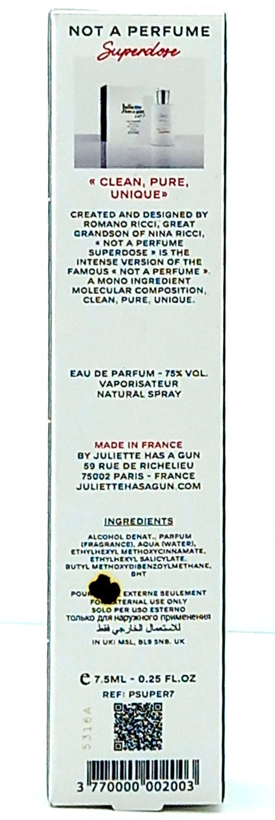 JULIETTE HAS A GUN NOT A PERFUME SUPERDOSE EDP MINI PEN SPRAY WOMEN 0.25 Oz NEW!