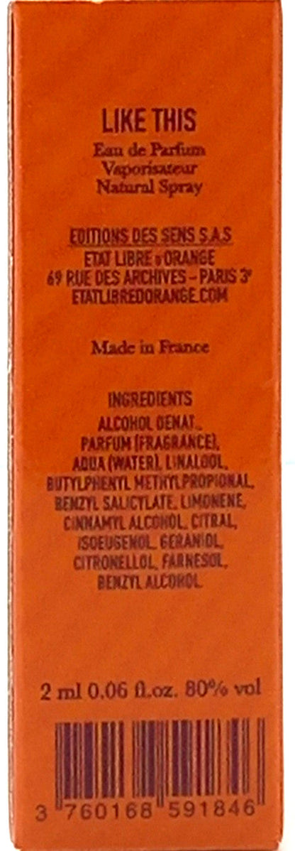 ETAT LIBRE D'ORANGE LIKE THIS TILDA SWINTON EDP VIAL SPRAY FOR WOMEN 0.06 Oz NEW