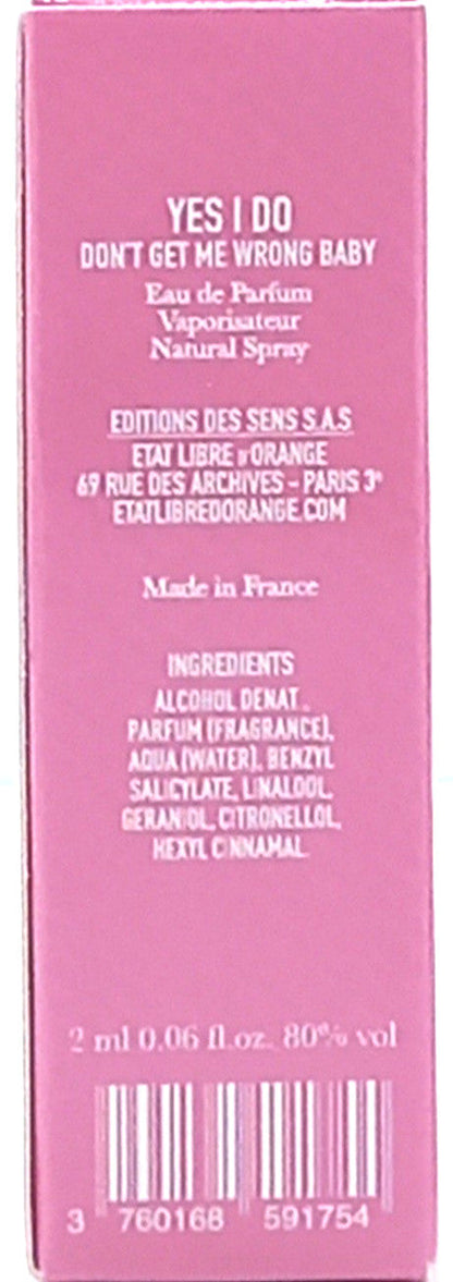 ETAT LIBRE D'ORANGE DON'T GET ME WRONG BABY, YES I DO EDP VIAL SPRAY 0.06 Oz NEW