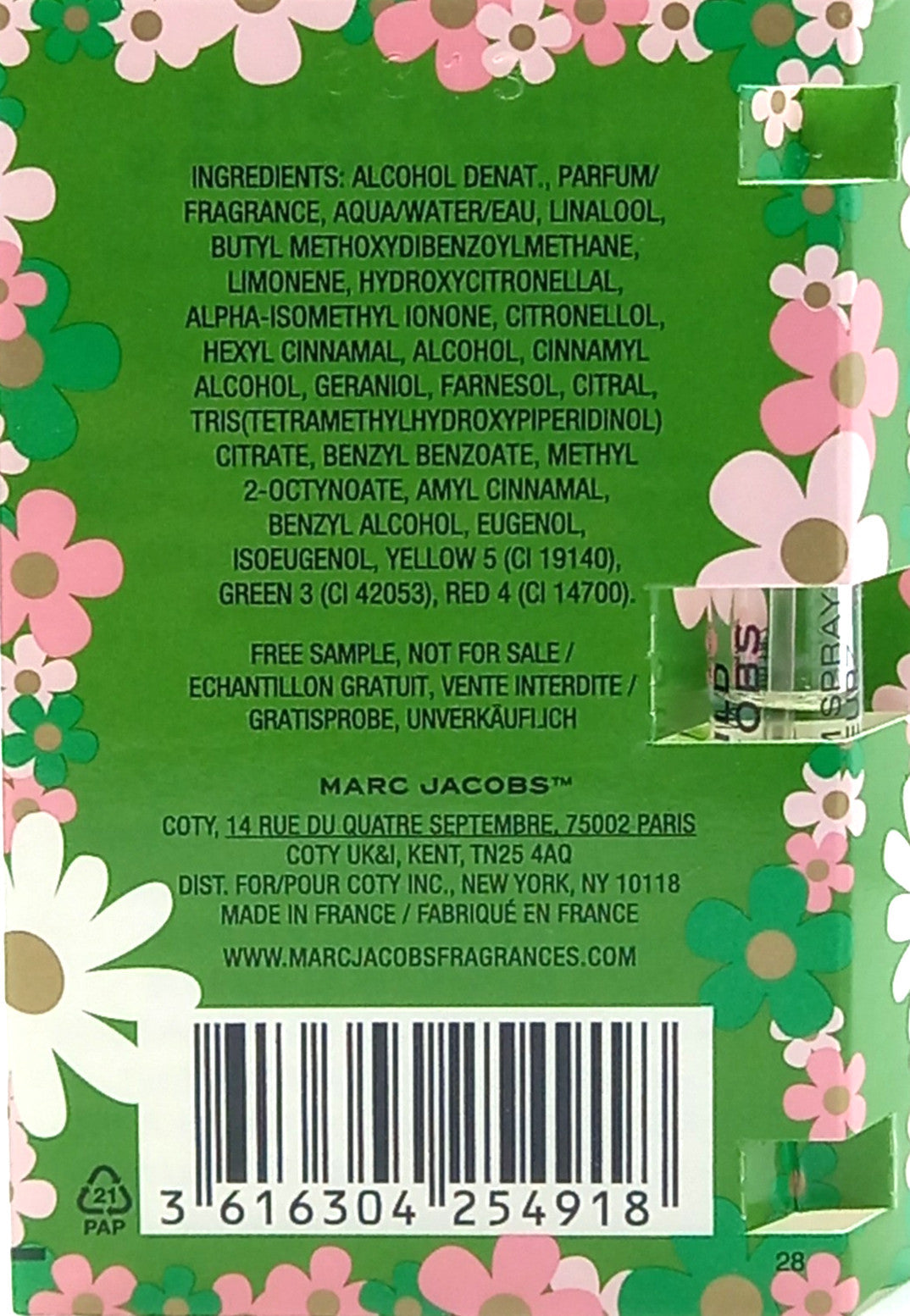 MARC JACOBS DAISY WILD EAU DE PARFUM VIAL SPRAY FOR WOMEN 0.04 Oz SAMPLE SIZE!!!
