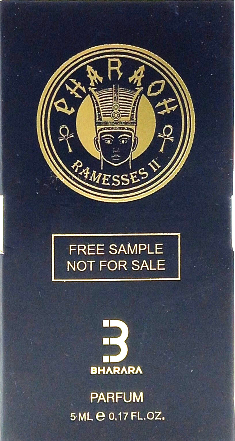 BHARARA PHARAOH RAMESSES II PARFUM SPRAY VIAL UNISEX 0.17 Oz NEW SAMPLE SIZE!!!