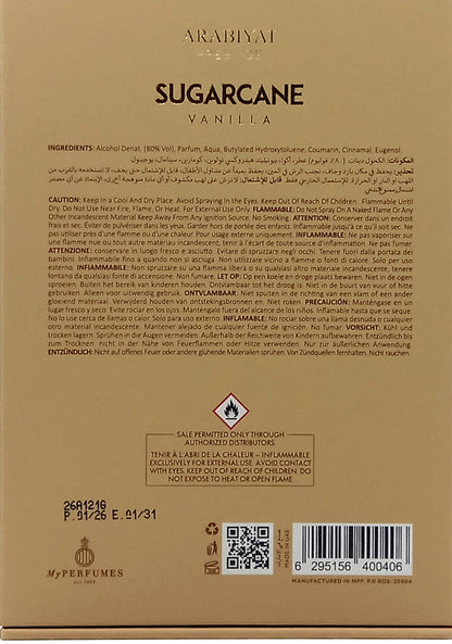 ARABIYAT PRESTIGE SUGARCANE VANILLA EAU DE PARFUM SPRAY UNISEX 3.4 Oz / 100 ml