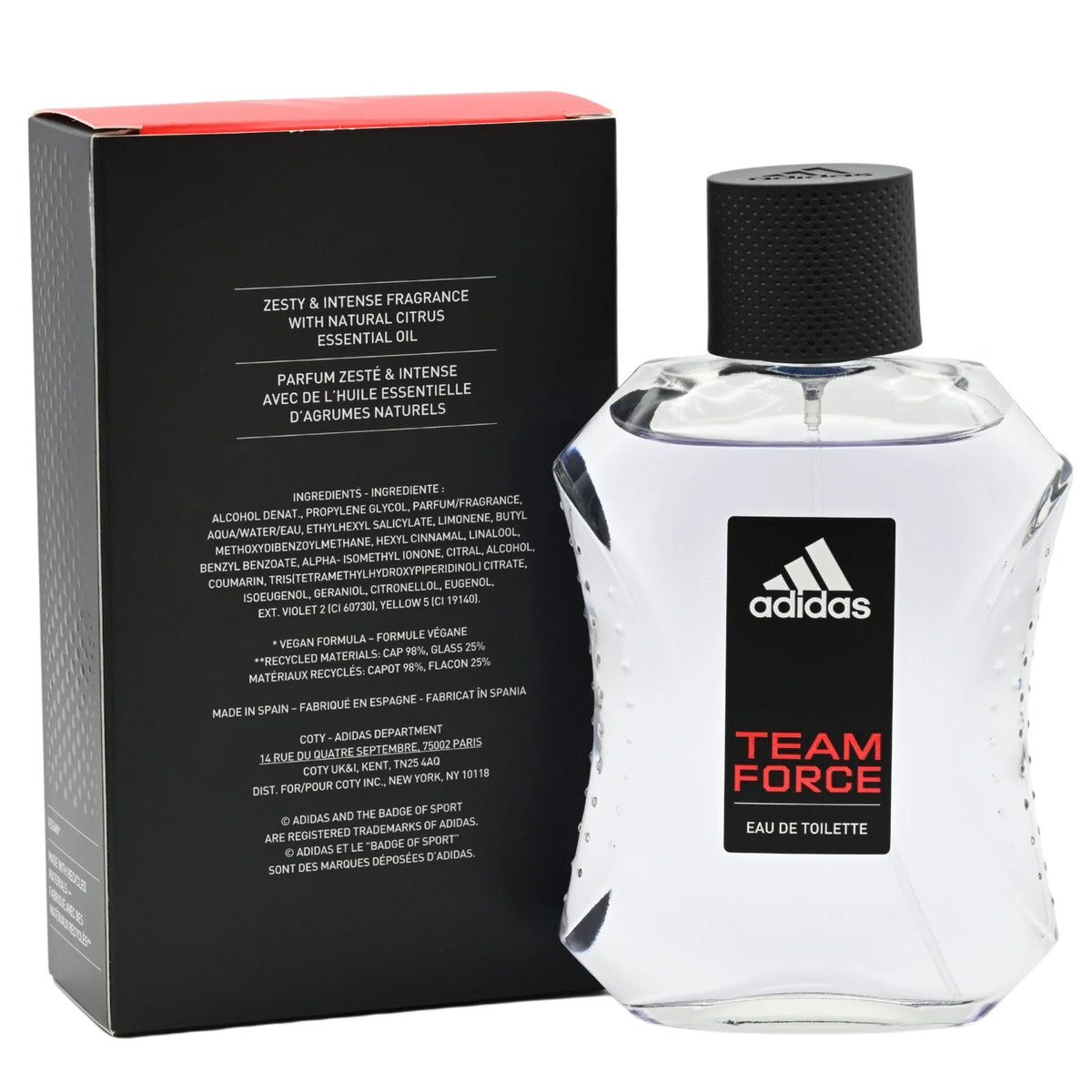 Adidas TEAM FORCE Cologne for Men 3.4 oz edt 3.3 spray New in BOX