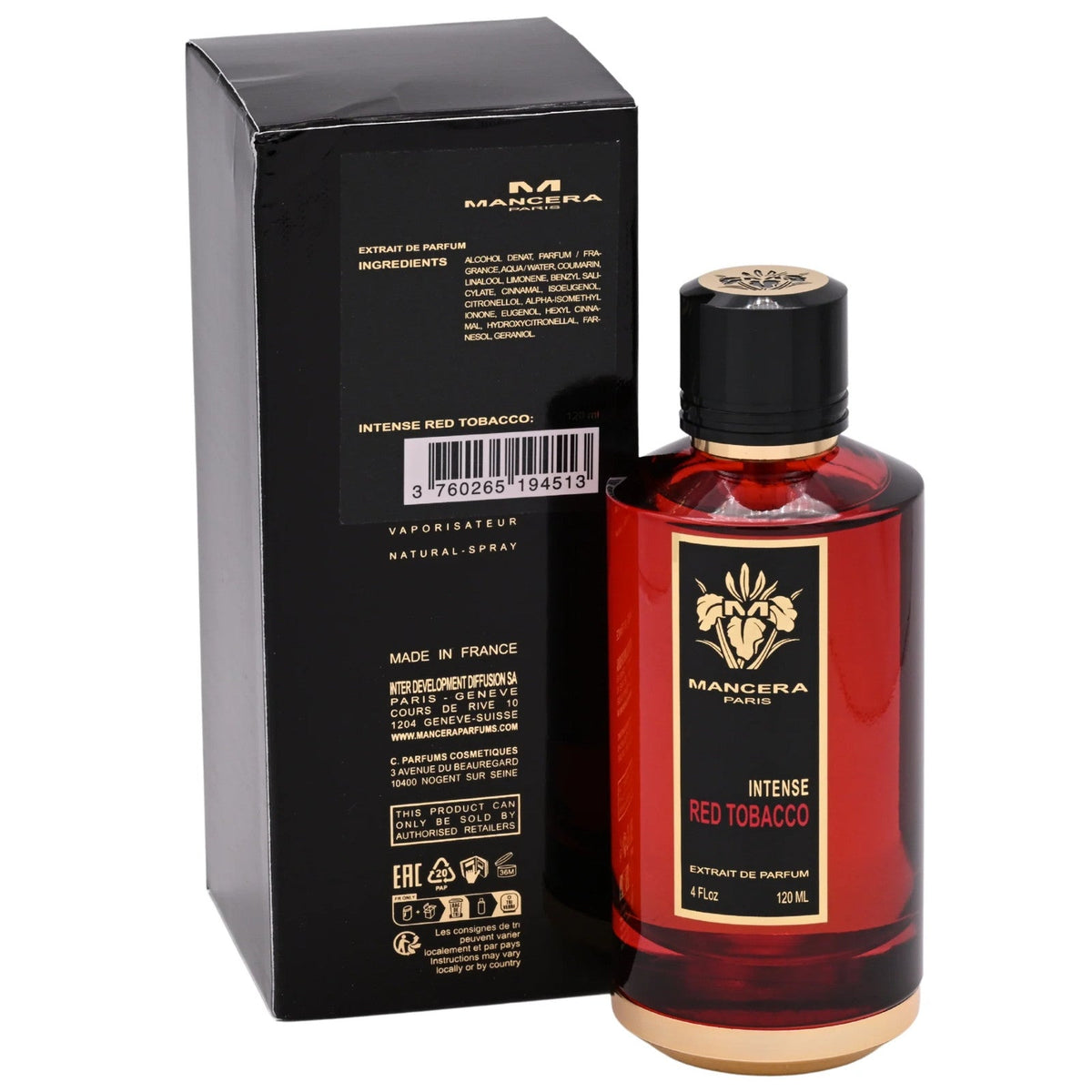 Mancera Red Tobacco Intense EDP Spray, Unisex, 4 oz 120ml New Box