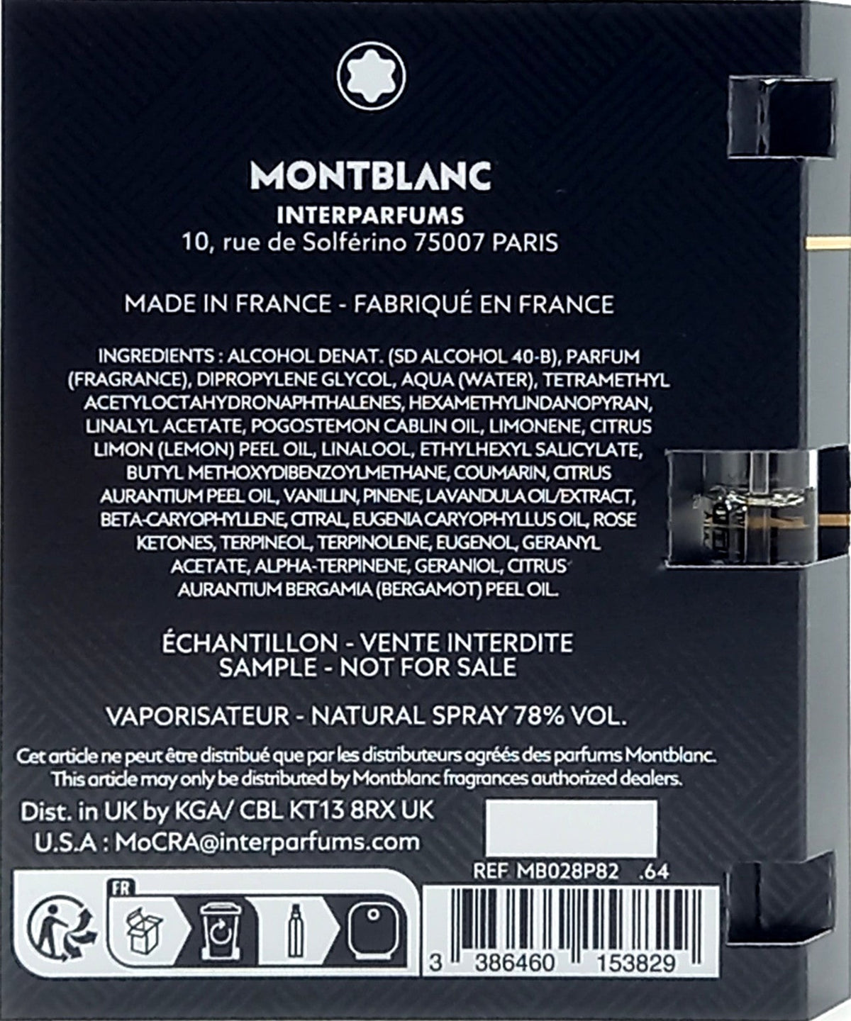 MONTBLANC EXPLORER EXTREME PARFUM VIAL SPRAY FOR MEN 0.06 Oz / 2 ml SAMPLE SIZE!