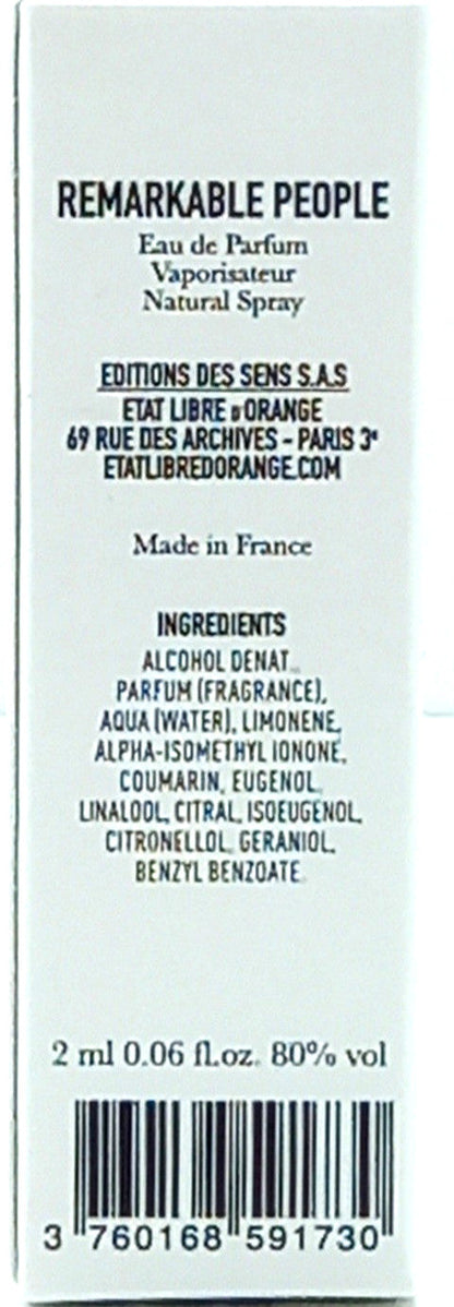 ETAT LIBRE D'ORANGE REMARKABLE PEOPLE EAU DE PARFUM VIAL SPRAY UNISEX 0.06 Oz!!!