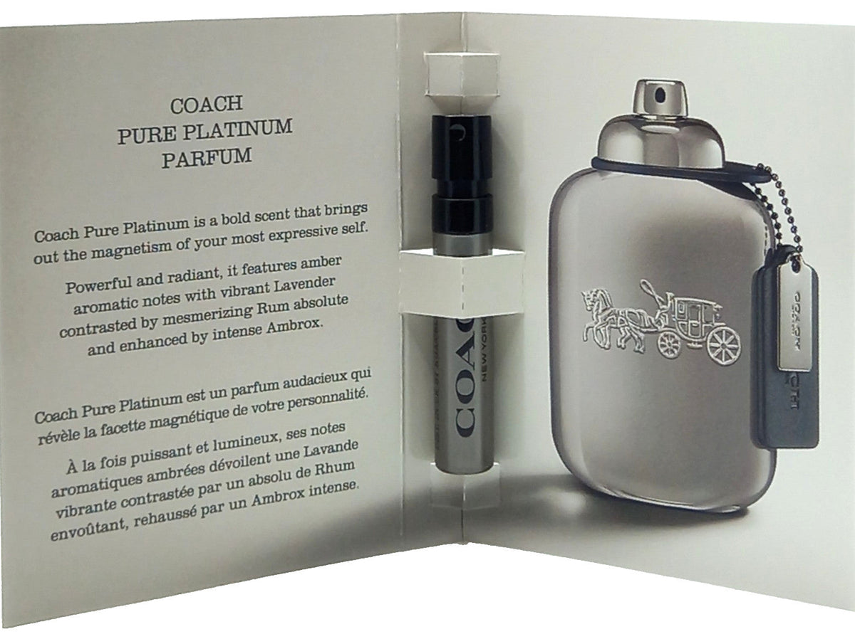 COACH PURE PLATINUM PARFUM VIAL SPRAY FOR MEN 0.04 Oz / 1.2 ml NEW TRAVEL SIZE!