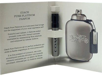 COACH PURE PLATINUM PARFUM VIAL SPRAY FOR MEN 0.04 Oz / 1.2 ml NEW TRAVEL SIZE!