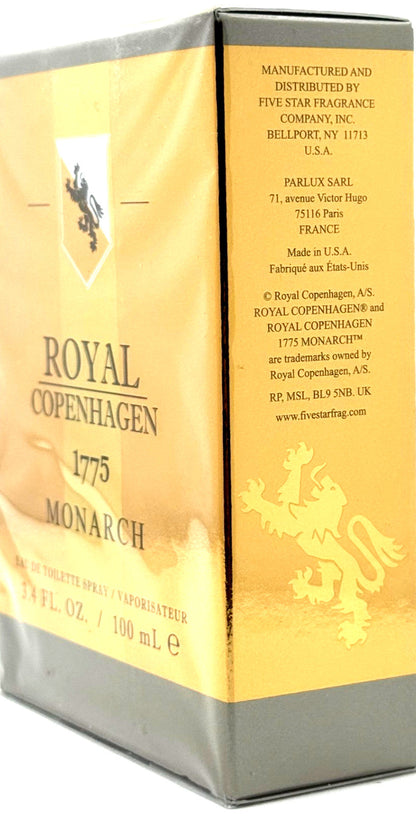 ROYAL COPENHAGEN 1775 MONARCH EAU DE TOILETTE SPRAY FOR MEN 3.4 Oz / 100 ml NEW!