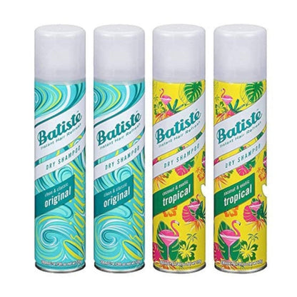 Batiste Dry Shampoo Original and Tropica 2 Each (4 Pack)  200 ml EACH Bottle
