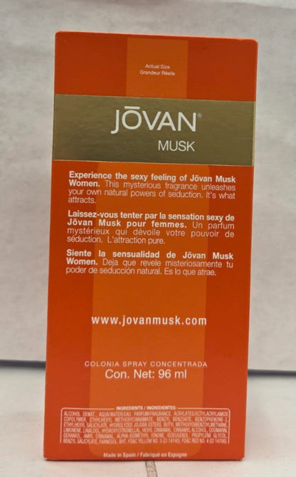 Jovan Musk by Coty Women 3.25 oz/ 96 ml Cologne Concentrate Spray ( PACK OF 3 )