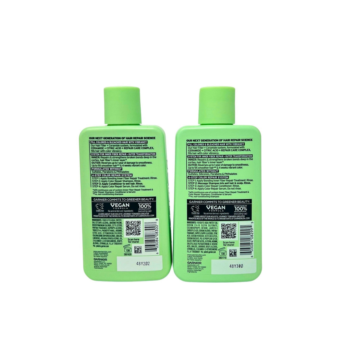 Garnier Fructis Hair Filler Color Repair Shampoo and Conditioner 10.1 oz, DUO