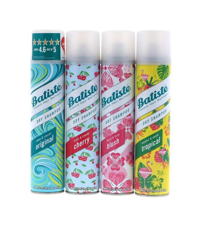 Batiste Dry Shampoo Original, Cherry, Blush, Tropical(4 pack) 200 ml EACH Bottle