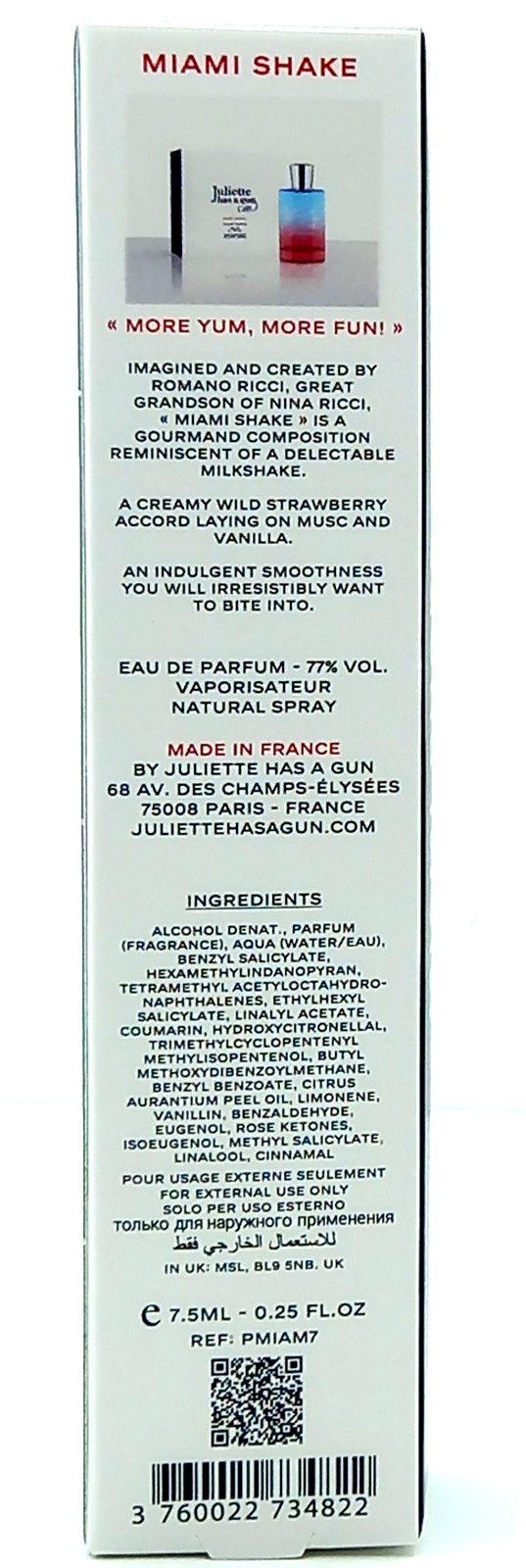 JULIETTE HAS A GUN MIAMI SHAKE EAU DE PARFUM SPRAY WOMEN 0.25 Oz TRAVEL SIZE!