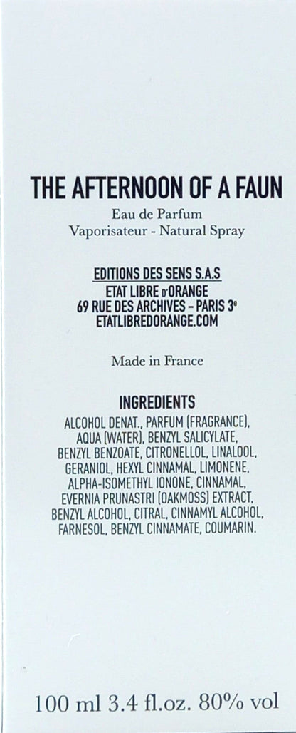 ETAT LIBRE D'ORANGE THE AFTERNOON OF A FAUN EAU DE PARFUM UNISEX 3.4 Oz / 100 ml