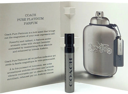 COACH PURE PLATINUM PARFUM VIAL SPRAY FOR MEN 0.04 Oz / 1.2 ml NEW TRAVEL SIZE!