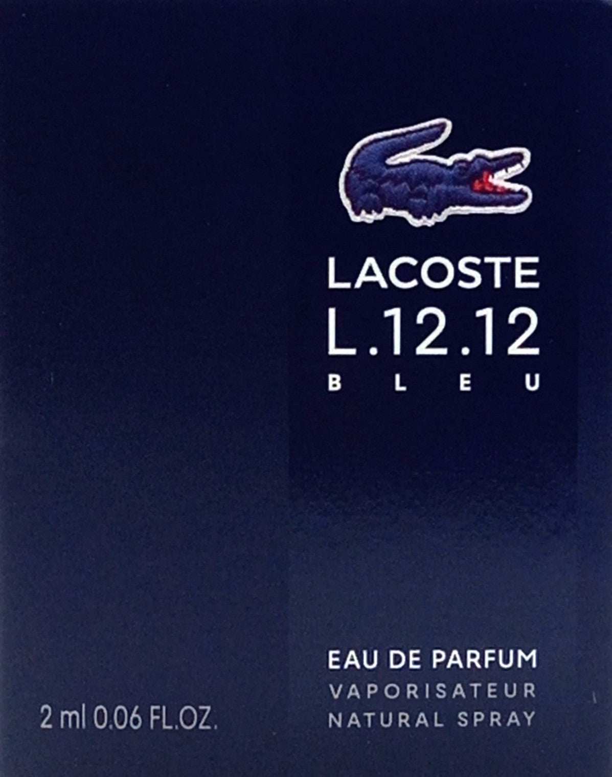 LACOSTE L.12.12 BLEU EAU DE PARFUM VIAL SPRAY FOR MEN 0.06 Oz / 2 ml TRAVEL SIZE