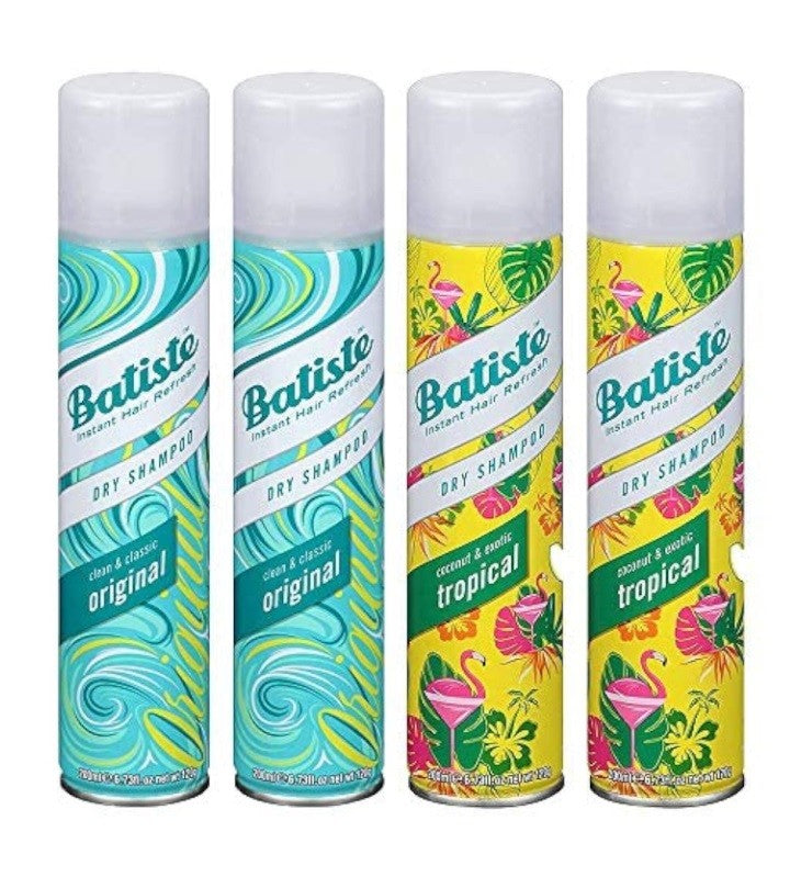 Batiste Dry Shampoo Original and Tropica 2 Each (4 Pack)  200 ml EACH Bottle