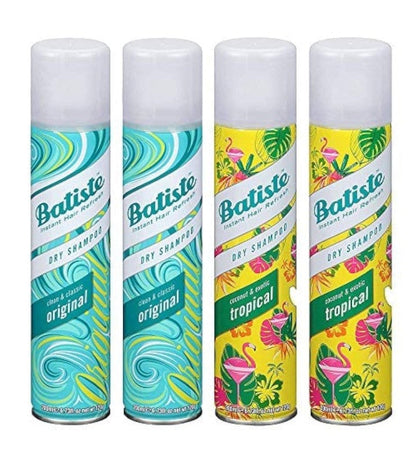 Batiste Dry Shampoo Original and Tropica 2 Each (4 Pack)  200 ml EACH Bottle