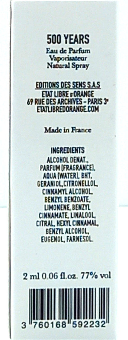 ETAT LIBRE D'ORANGE 500 YEARS EAU DE PARFUM VIAL SPRAY UNISEX 0.06 Oz NEW!!!