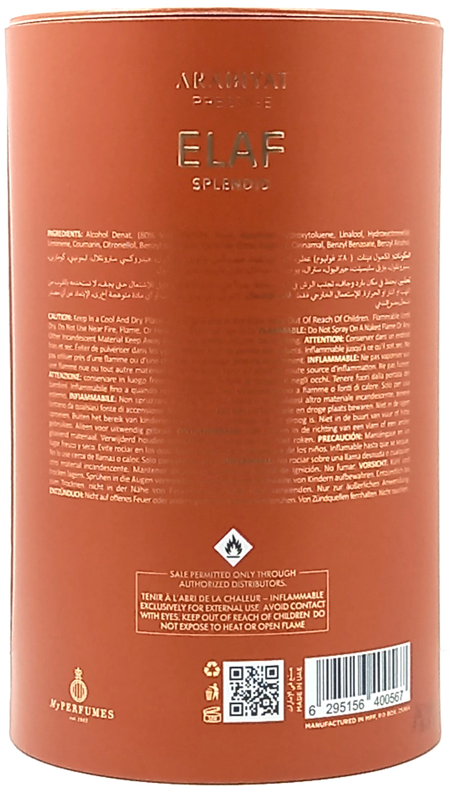ARABIYAT PRESTIGE ELAF SPLENDID EAU DE PARFUM SPRAY FOR WOMEN 3.4 Oz / 100 ml