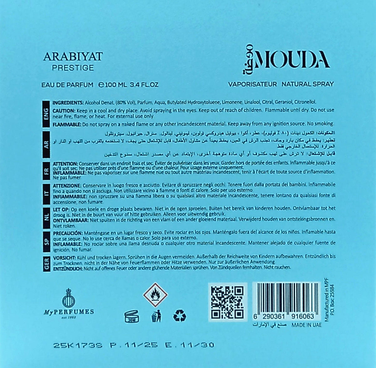 ARABIYAT PRESTIGE MOUDA EAU DE PARFUM SPRAY UNISEX 3.4 Oz / 100 ml BRAND NEW!!!