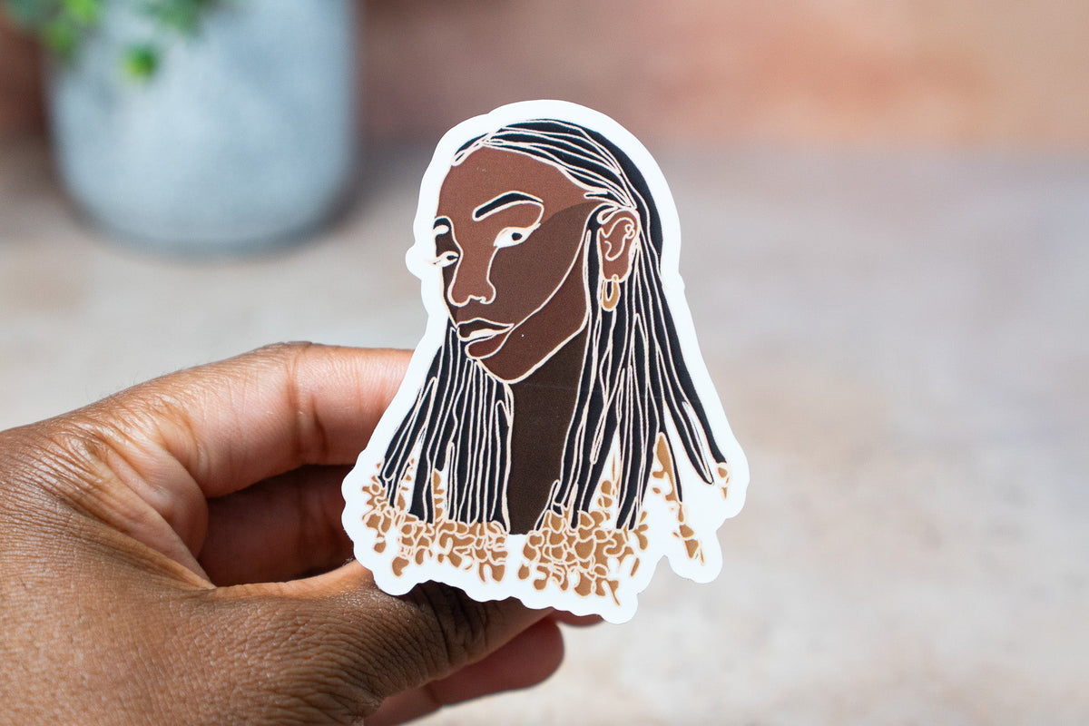Black Women Single Line Stickers: Beads