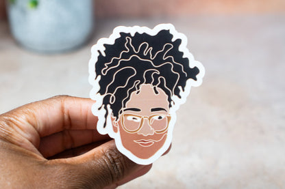 Black Women Single Line Stickers: Loose Curls